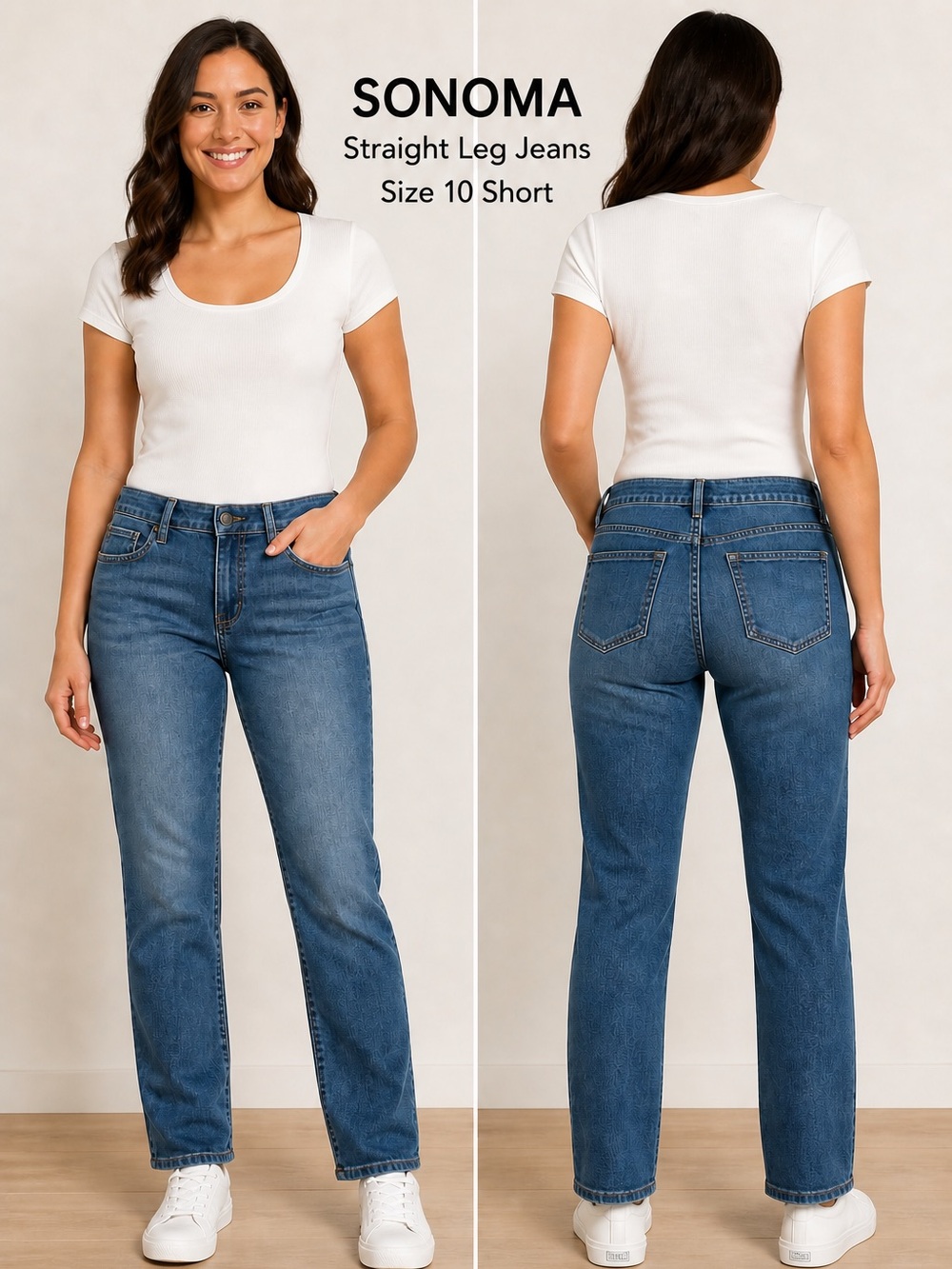 Sonoma Goods For Life Straight Leg Jeans Size 10 Short Petite Medium Wash - Picture 2 of 5